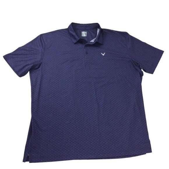 Callaway‎ Polo Shirt Mens 2XL Navy Golf Performance Short Sleeve Slit Pullover - Picture 1 of 10